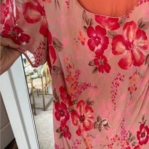 Floral Pink and Red Sheer Blouse